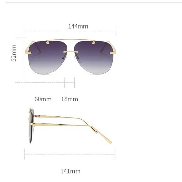 Rimless Unisex Blue & Gold Sunglasses Unisex - Picture 3 of 3
